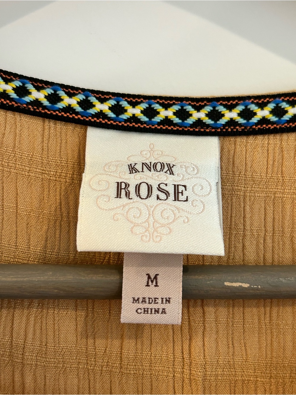 Knox Rose Embroidered Blouse Tan Size M - Picture 5 of 12